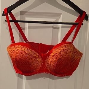 Red and Orange Lace Bra